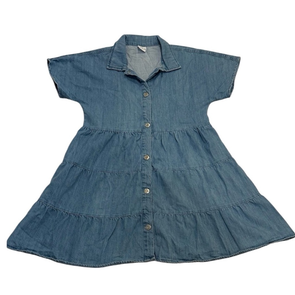 Zara Blue Tiered Buttoned Sundress